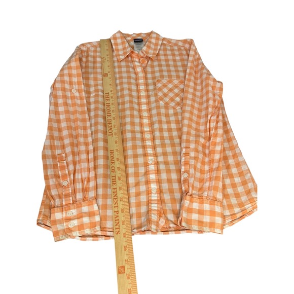 Patagonia Womens‎ Button Up Shirt  Orange White Gingham Check Organic Cotton - Picture 2 of 8